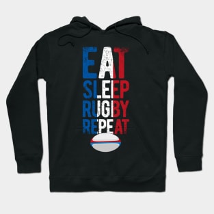 Eat sleep rugby repeat france rugby Hoodie